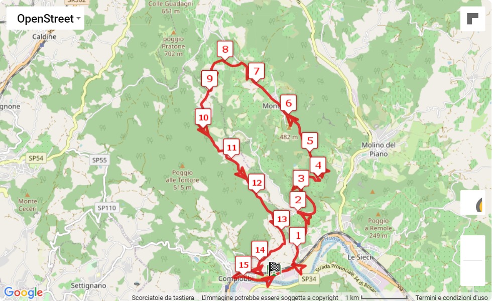 mappa percorso di gara 43° Maratonina del Vitello d'Oro