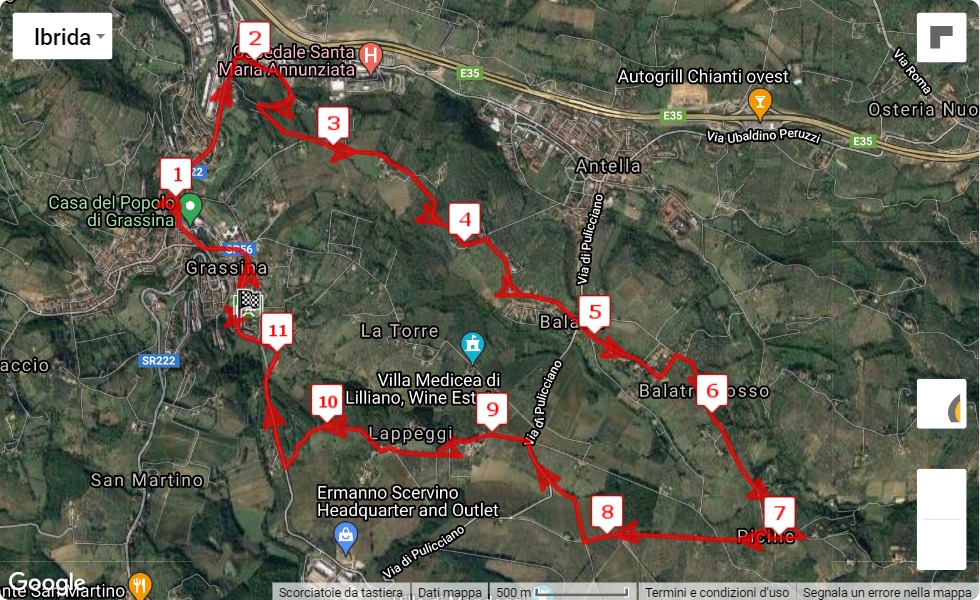 14° Trofeo Fratellanza Popolare e Croce d'Oro Grassina, mappa percorso gara 12 km 14° Trofeo Fratellanza Popolare e Croce d'Oro Grassina