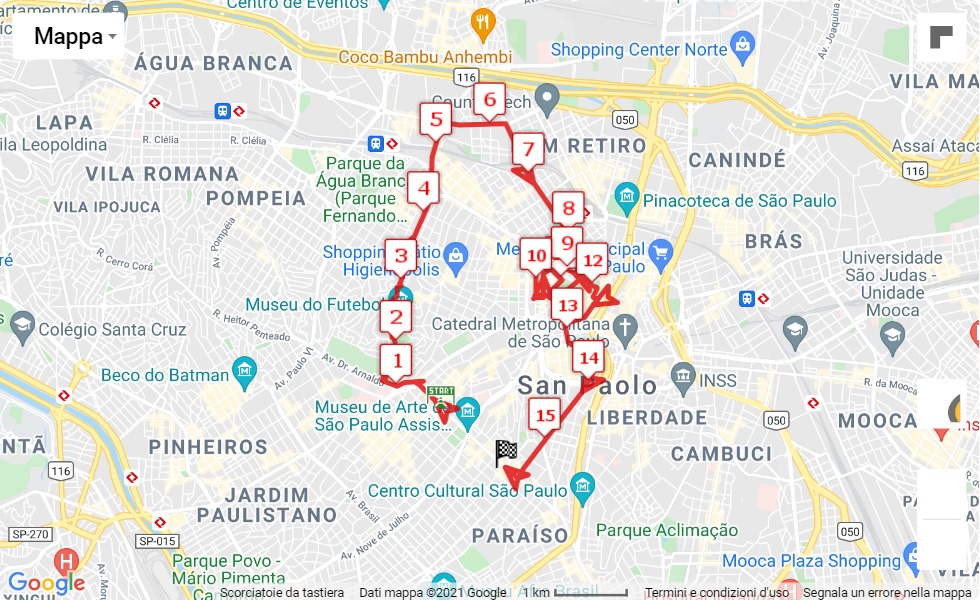 mappa percorso di gara Corrida Internacional de São Silvestre 2021