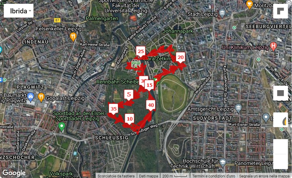 mappa percorso di gara Leipziger Wintermarathon 2022