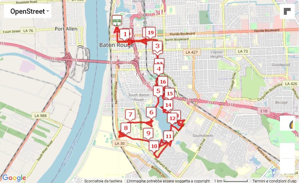 race course map Louisiana Marathon 2022