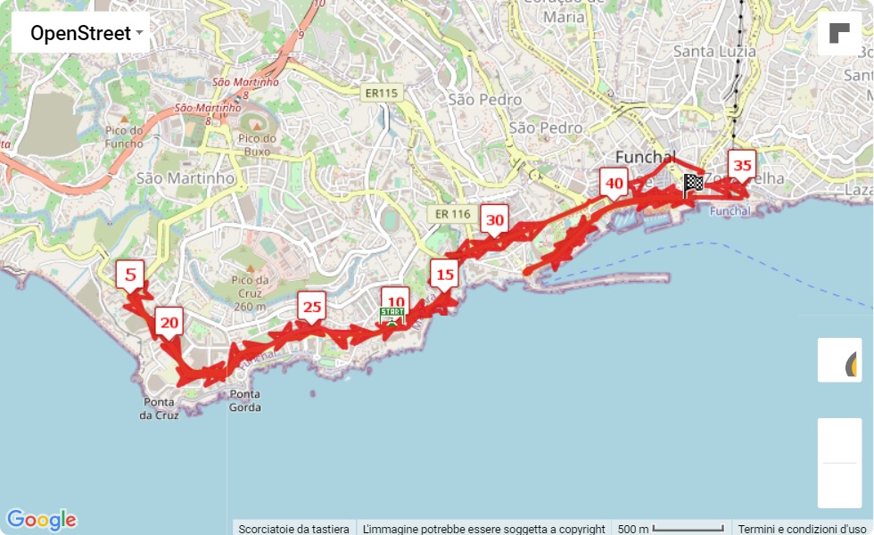 Funchal Marathon, mappa percorso gara 42.195 km Funchal Marathon