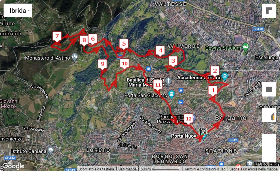 mappa percorso di gara Urban Night Trail dei Mille 2022