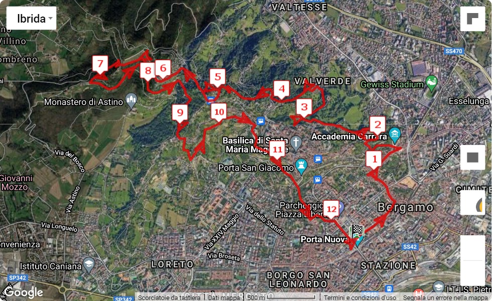 Urban Night Trail dei Mille 2022, mappa percorso gara 1 Urban Night Trail dei Mille 2022