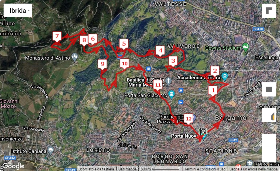 Urban Night Trail dei Mille 2022, mappa percorso gara 12.5 km Urban Night Trail dei Mille 2022