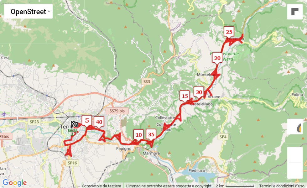 11° Maratona di San Valentino, 42.195 km race course map 11° Maratona di San Valentino