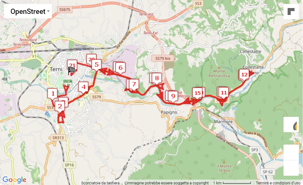 mappa percorso di gara 11° Maratona di San Valentino