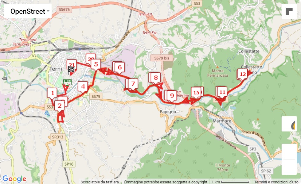 11° Maratona di San Valentino, mappa percorso gara 21.0975 km 11° Maratona di San Valentino