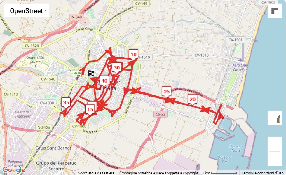 Maraton BP Castellon 2022, mappa percorso gara 42.195 km Maraton BP Castellon 2022