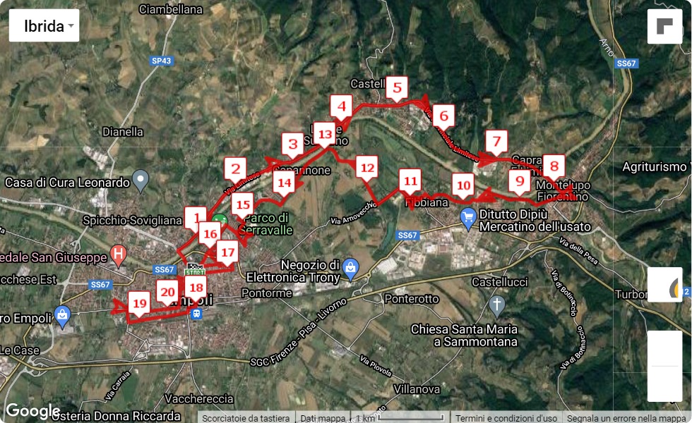 race course map Empoli Half Marathon 2022