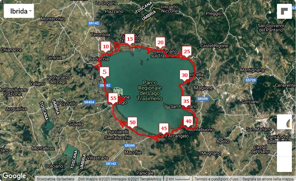 20° Strasimeno, 58 km race course map 20° Strasimeno