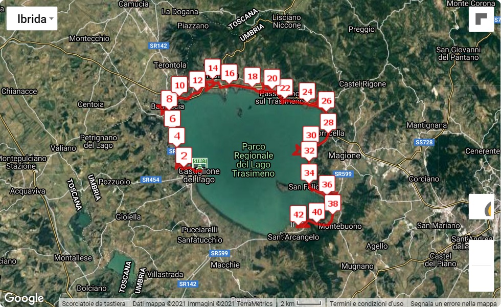 20° Strasimeno, 42.195 km race course map 20° Strasimeno