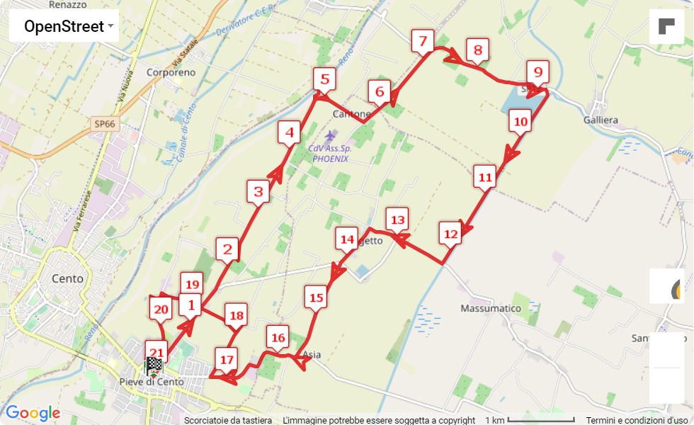 mappa percorso di gara 37° Maratonina delle 4 Porte