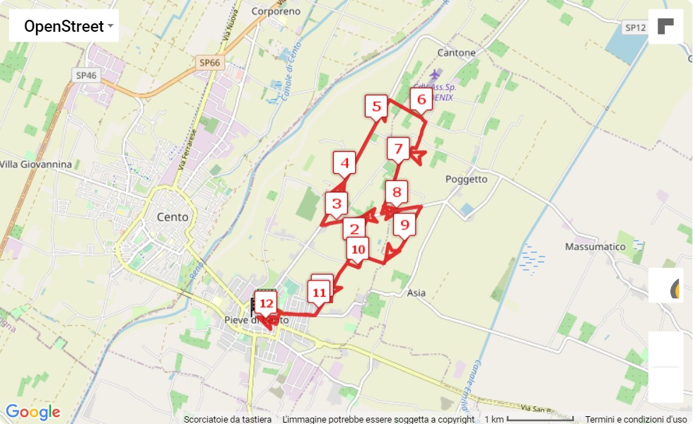 37° Maratonina delle 4 Porte, 12 km race course map 37° Maratonina delle 4 Porte