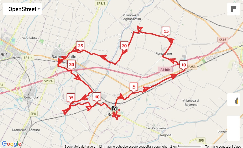44° Maratona del Lamone, mappa percorso gara 42.195 km 44° Maratona del Lamone