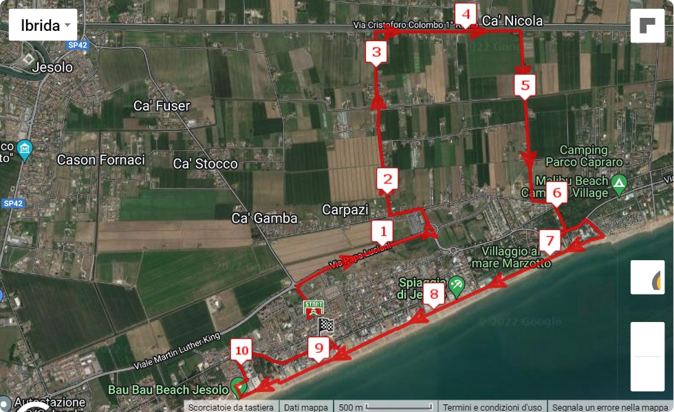 11° Moonlight Half Marathon, 10.9 km race course map 11° Moonlight Half Marathon