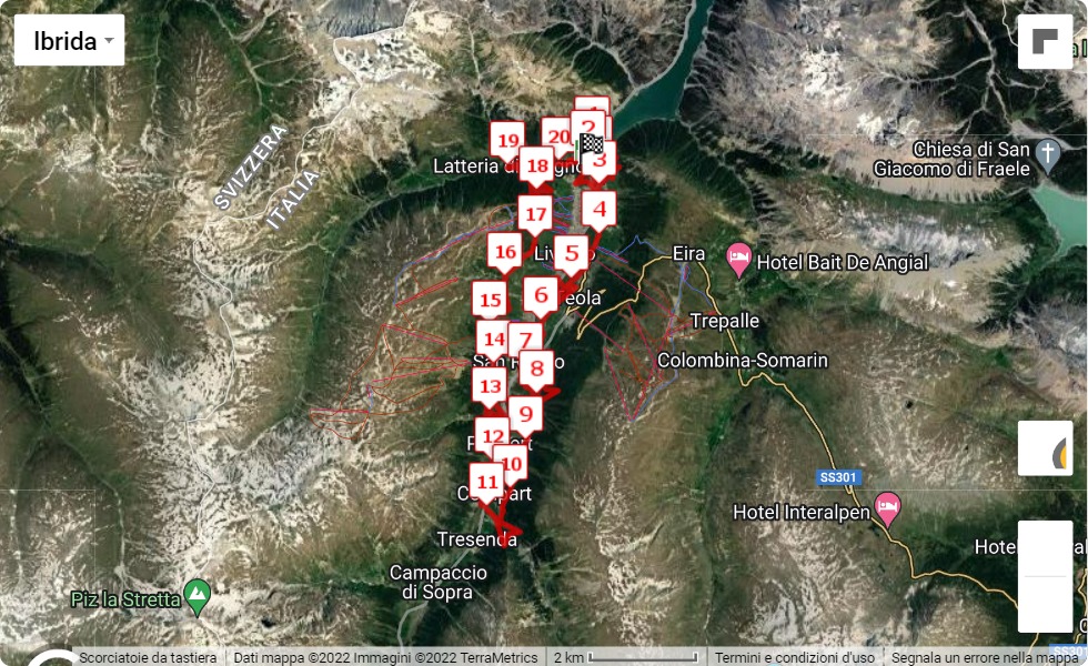 mappa percorso di gara StraLivigno 2022