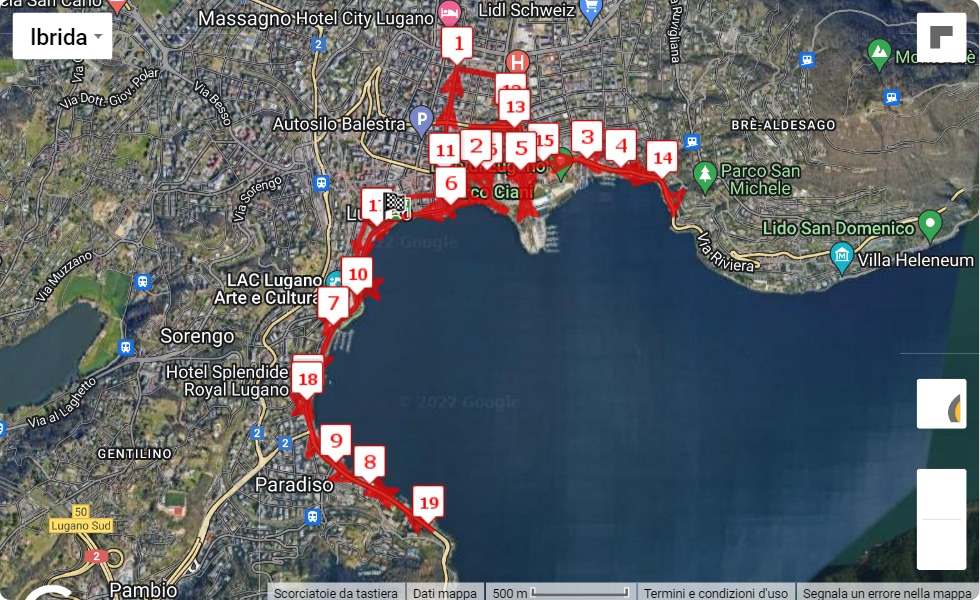 mappa percorso di gara 15° StraLugano