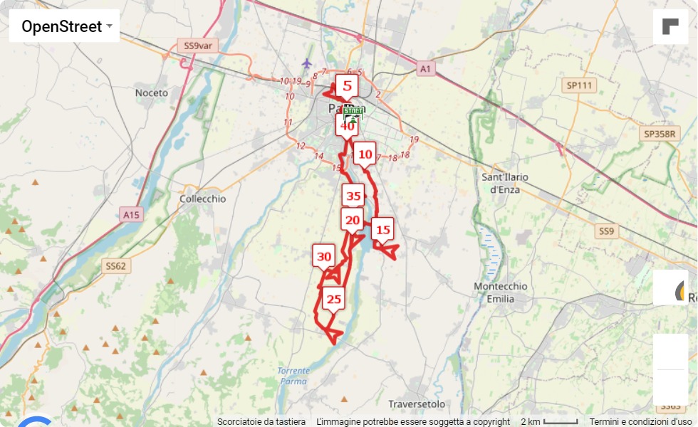 Race course map 6° Parma Marathon 2022