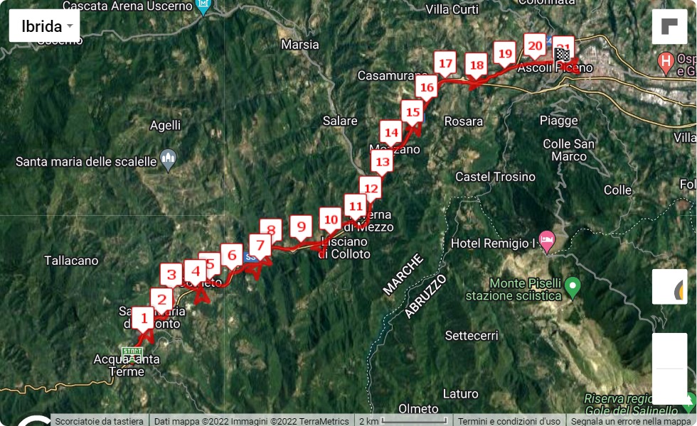 mappa percorso di gara 5° Mezza Maratona di Ascoli Piceno