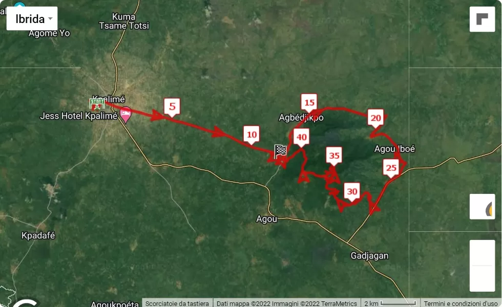 mappa percorso di gara Trail-Marathon des Papillons 2022 - 3rd Trail-Marathon du Mt. Agou