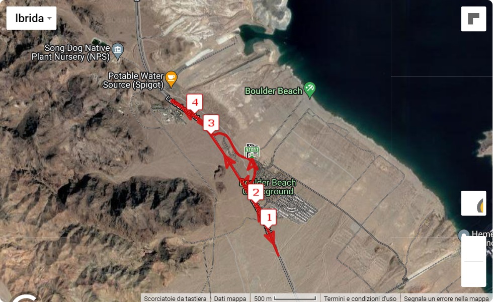mappa percorso di gara Hoover Dam Marathon, 1/2, 10K, 5K 2022