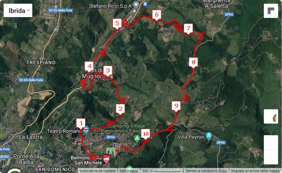Scendi e Sali per Fiesole - 1° Trofeo Casa del Popolo di Fiesole, 11 km race course map