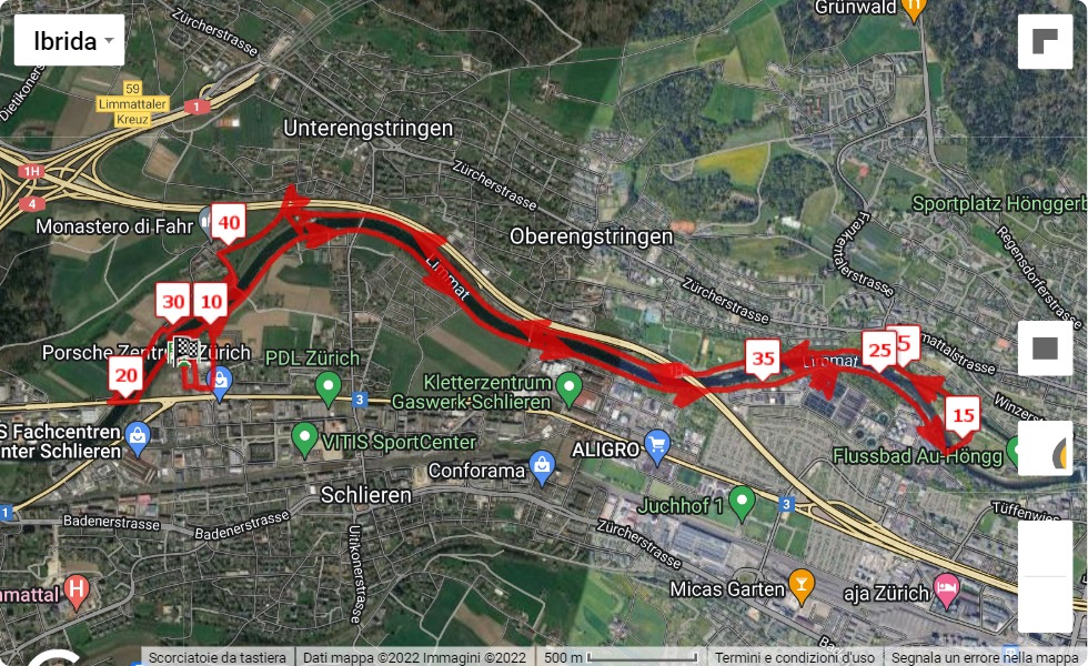 mappa percorso di gara Neujahrsmarathon Zürich 2023