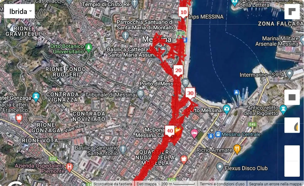 race course map 13° Messina Marathon