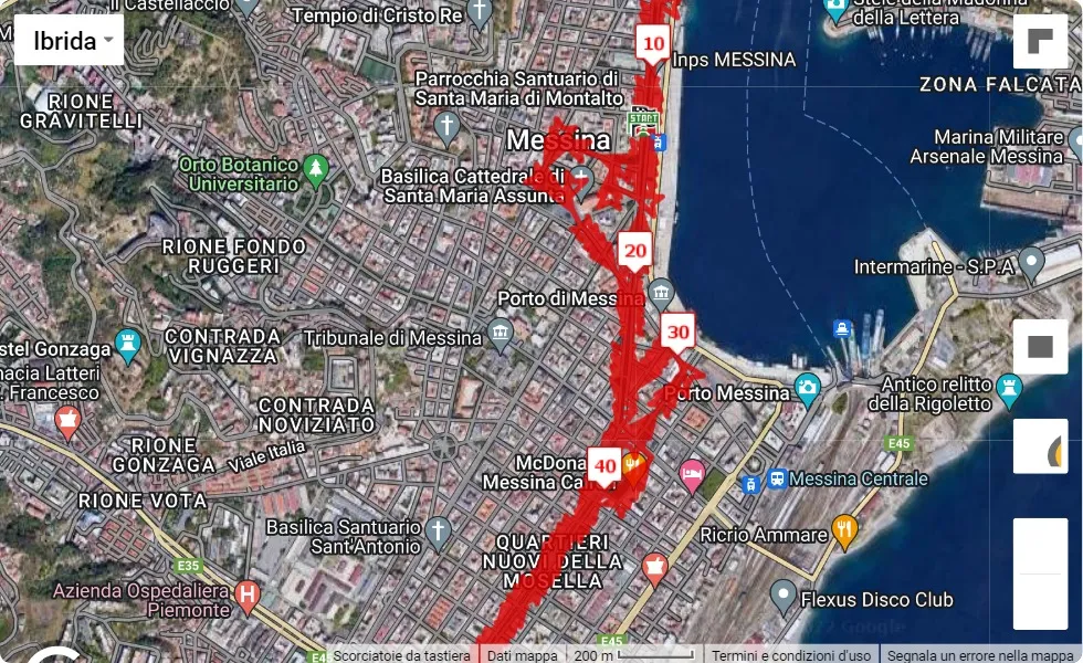 13° Messina Marathon, 42.195 km race course map
