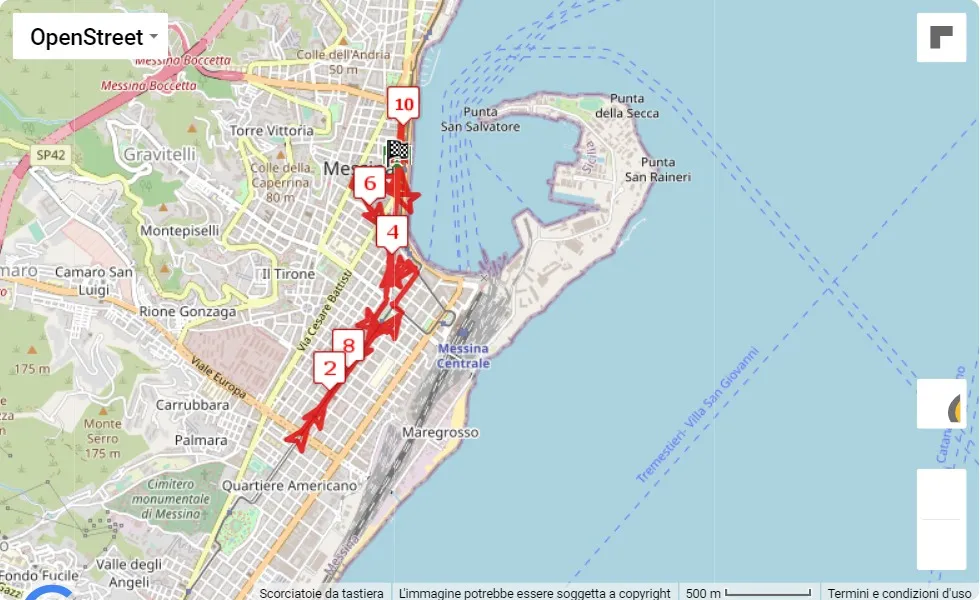 13° Messina Marathon race course map 3 13° Messina Marathon