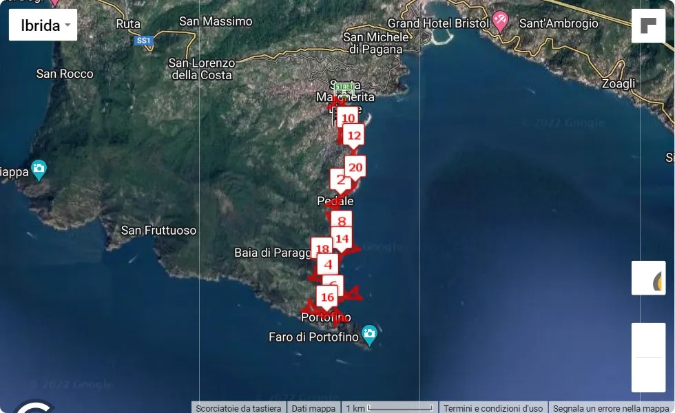 16° Mezza Maratona delle Due Perle, 21.0975 km race course map