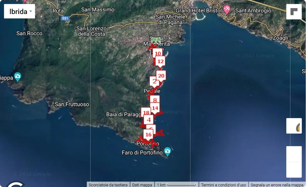 mappa percorso di gara 16° Mezza Maratona delle Due Perle