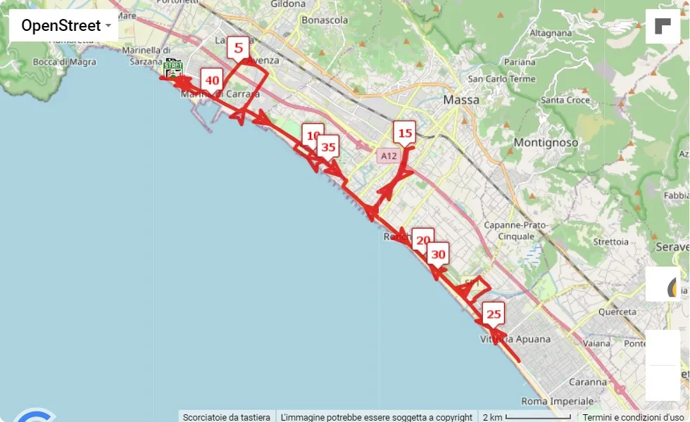 mappa percorso di gara 6° White Marble Marathon
