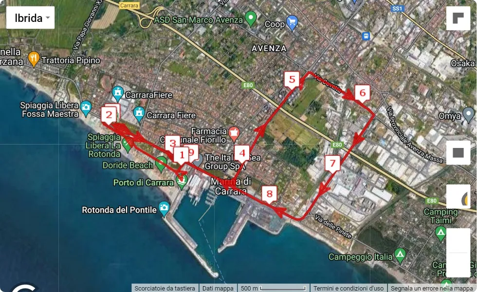6° White Marble Marathon, mappa percorso gara 10 km