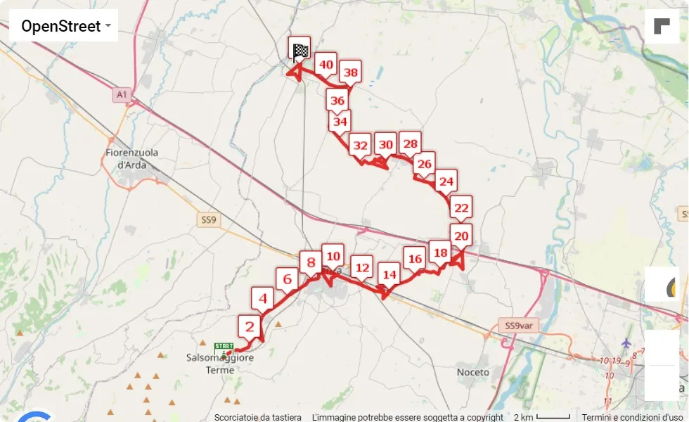 mappa percorso di gara 24° Verdi Marathon 2023