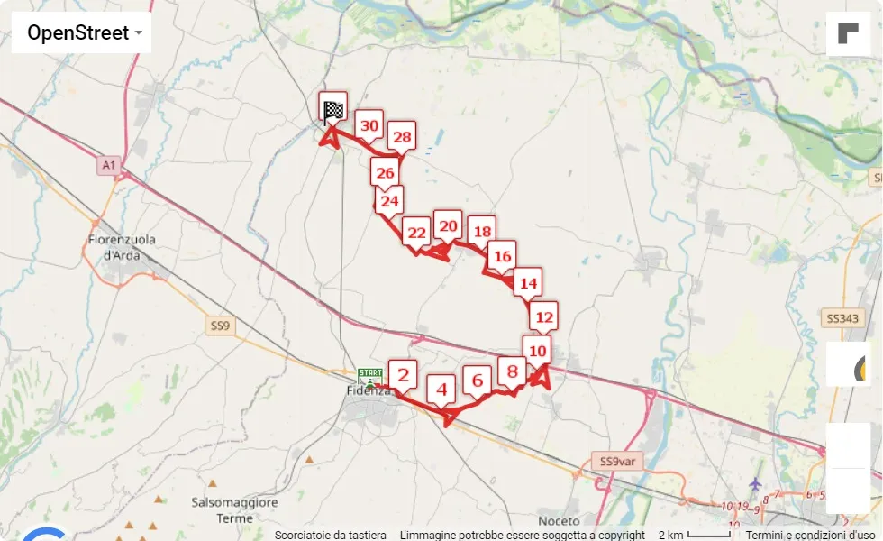 24° Verdi Marathon 2023, mappa percorso gara 30 km
