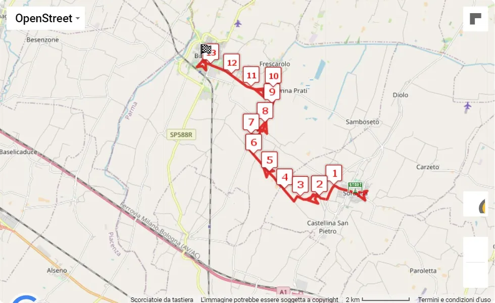 24° Verdi Marathon 2023, 10 km race course map