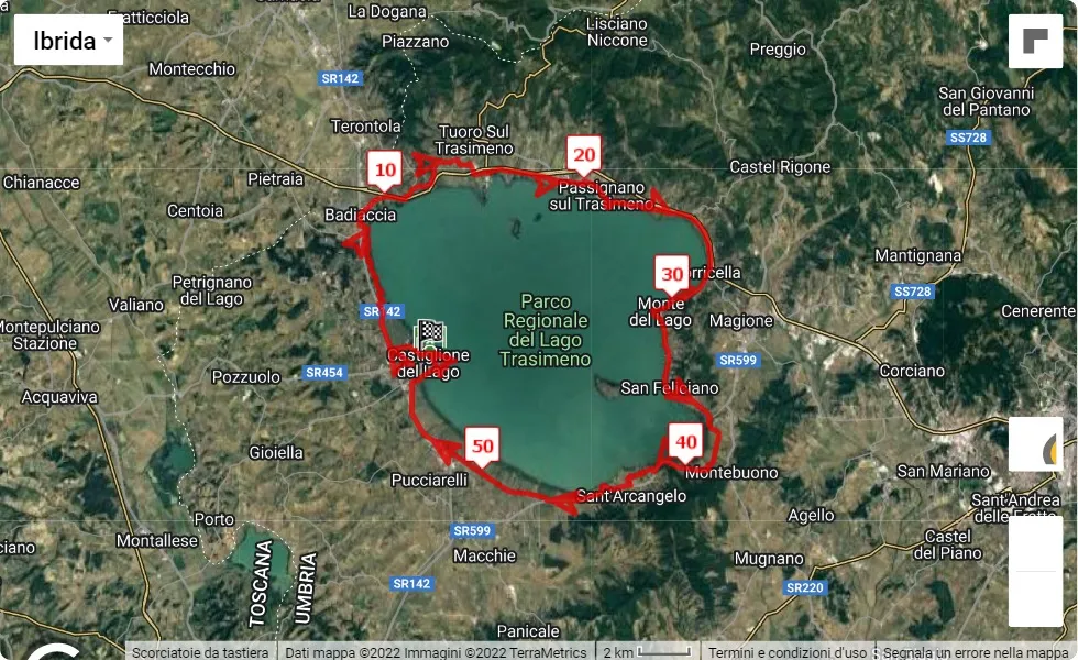 mappa percorso di gara 21° Strasimeno