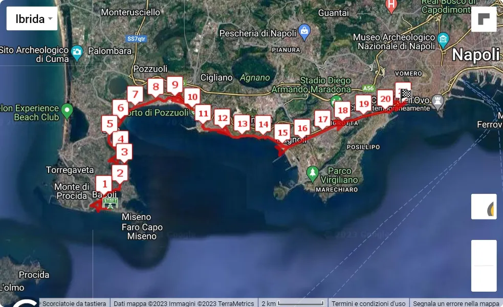 mappa percorso di gara 1° 21 Km dei Campi Flegrei