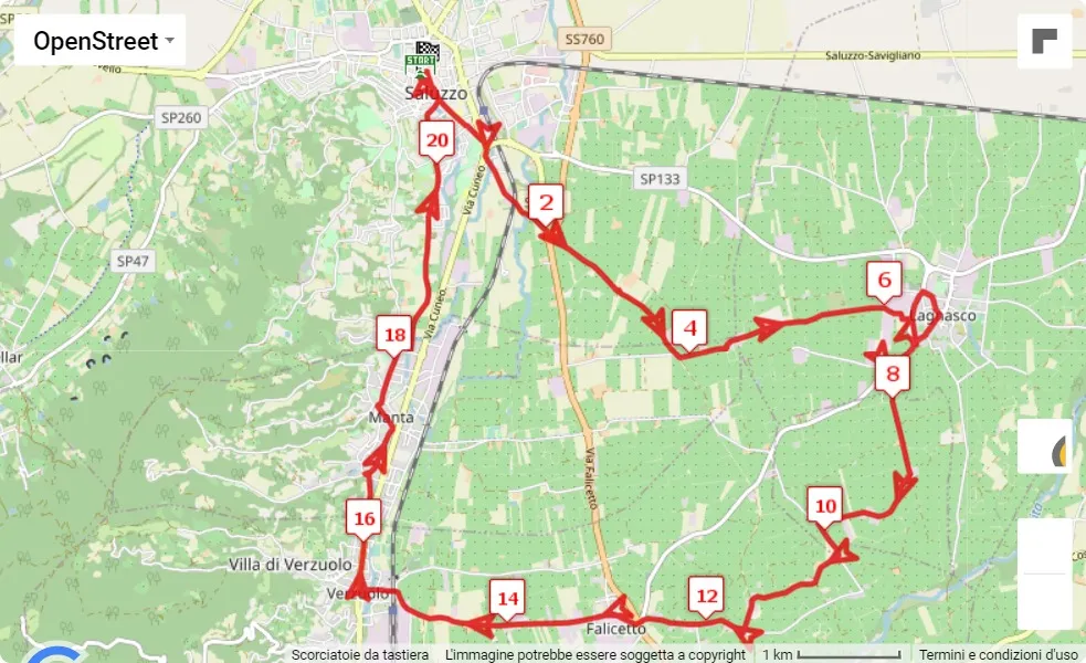 mappa percorso di gara 8° La Mezza del Marchesato