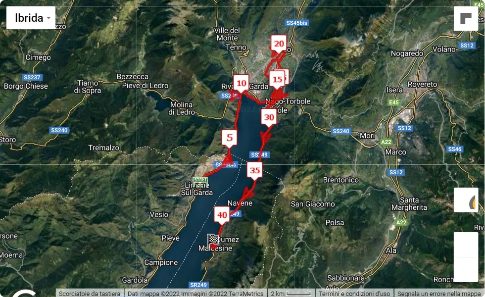 2° Lake Garda 42, 42.195 km race course map