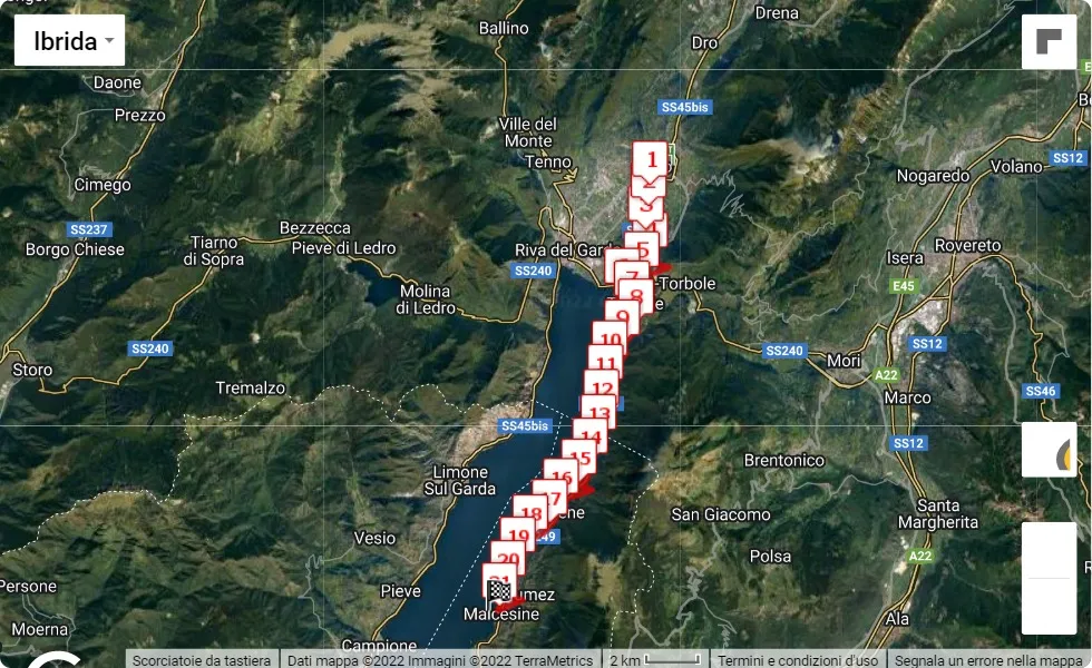 2° Lake Garda 42, mappa percorso gara 21.0975 km