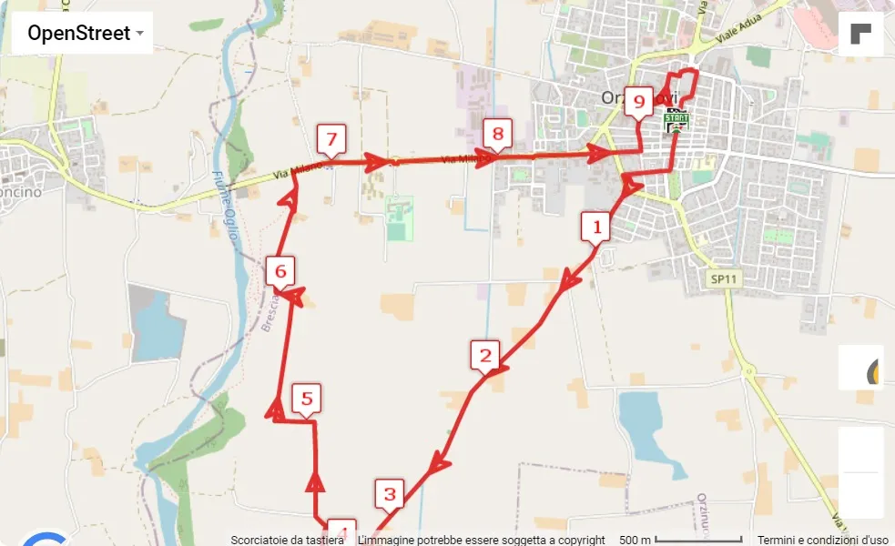 10° Bossoni Half Marathon - 1° OrziTen, 10 km race course map