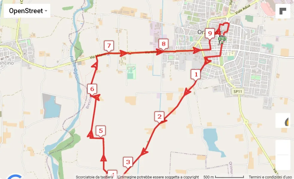 10° Bossoni Half Marathon - 1° OrziTen, mappa percorso gara 10 km