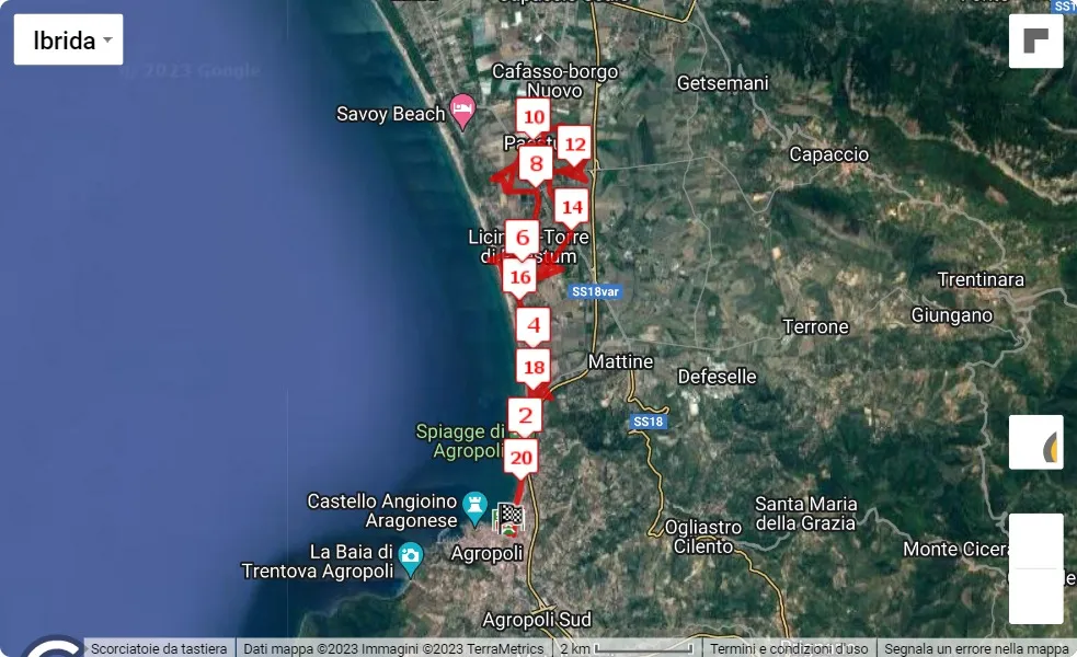 22° Agropoli Half Marathon, 21.0975 km race course map