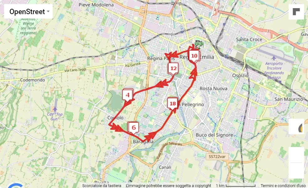 5° La 21 di Reggio Emilia, 21.0975 km race course map