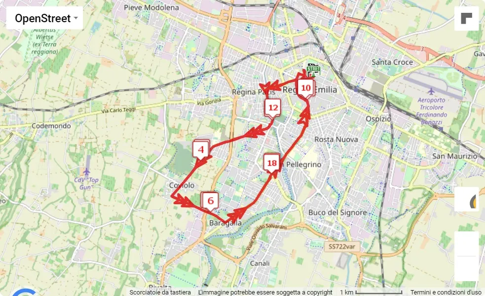 5° La 21 di Reggio Emilia, mappa percorso gara 21.0975 km