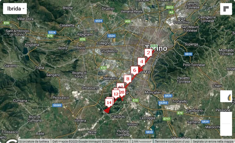 mappa percorso di gara 8° La Mezza di Torino