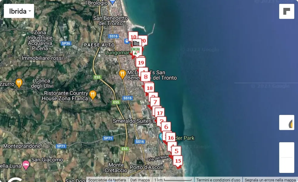 25° Maratonina dei Fiori, 21.0975 km race course map